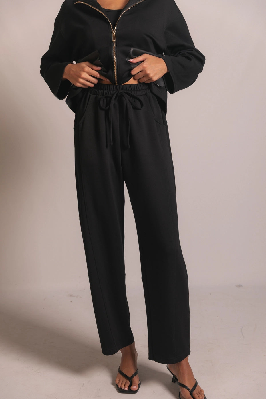 P.Cill Butter Modal Barrel Leg Pull On Pants in Black