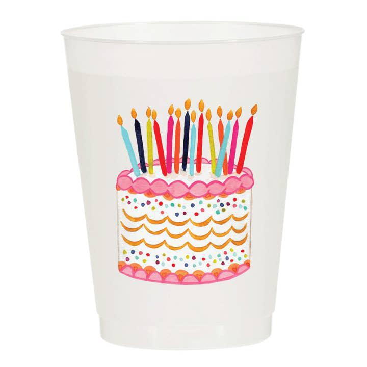Birthday Cake Watercolor Frosted Stadium Cups