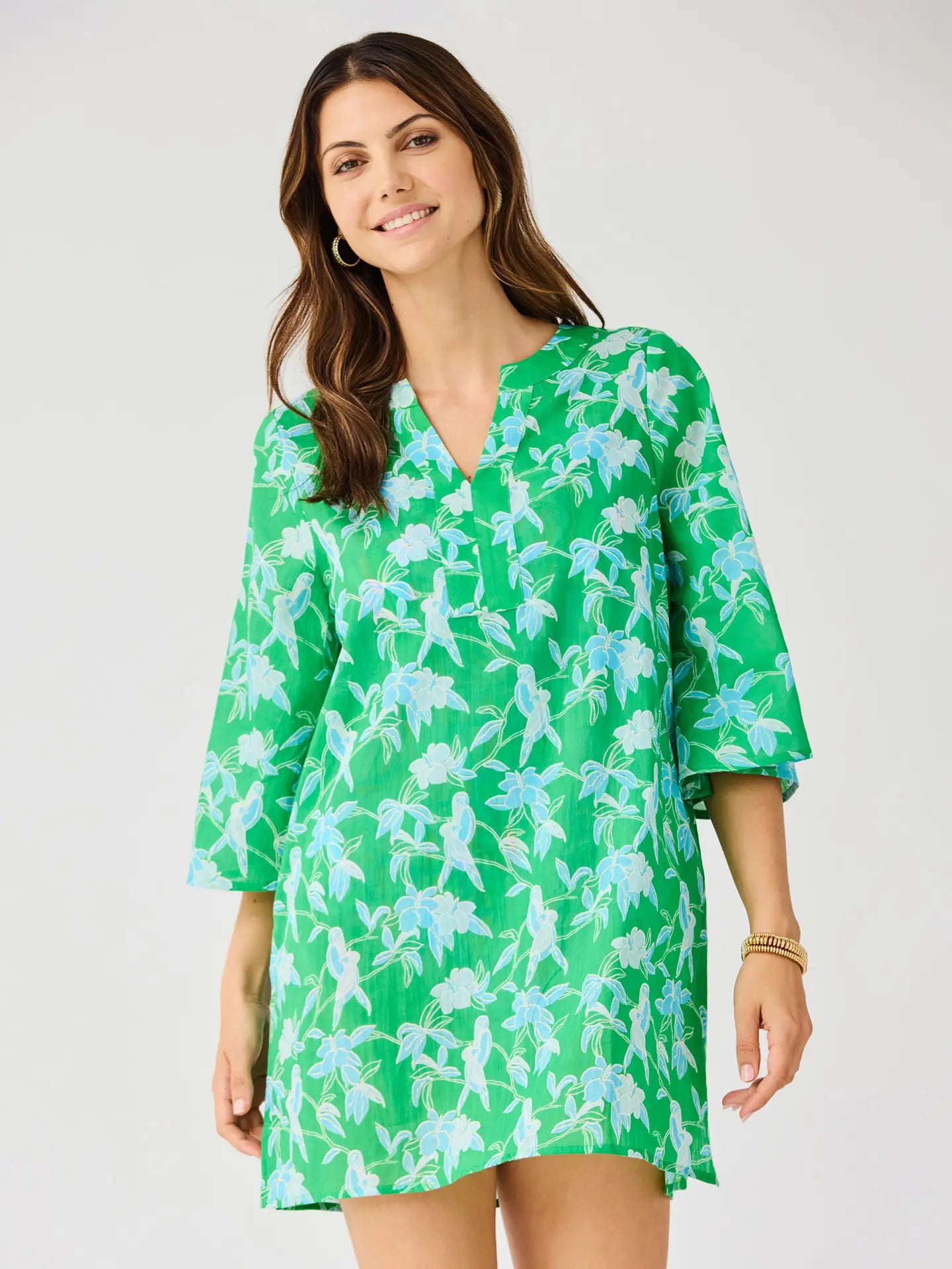 Mary Square: Elizabeth Beach Dress | Tiki Tropics Green