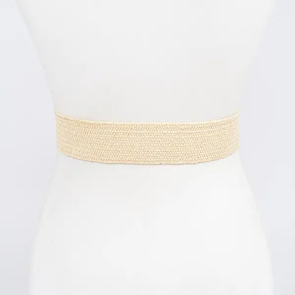 Square Faux Straw Elastic Belt