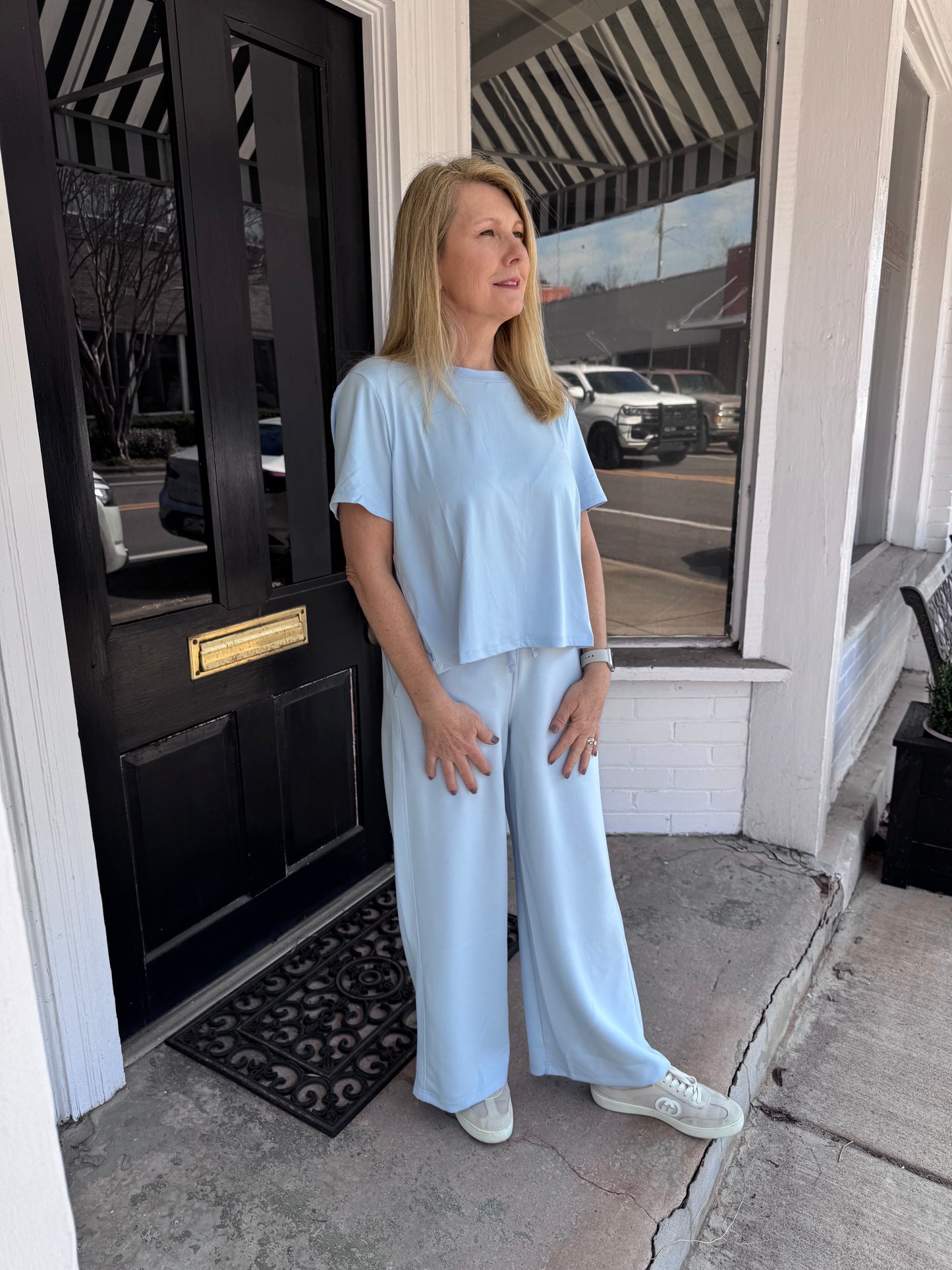 Poly Cropped Wide Pant