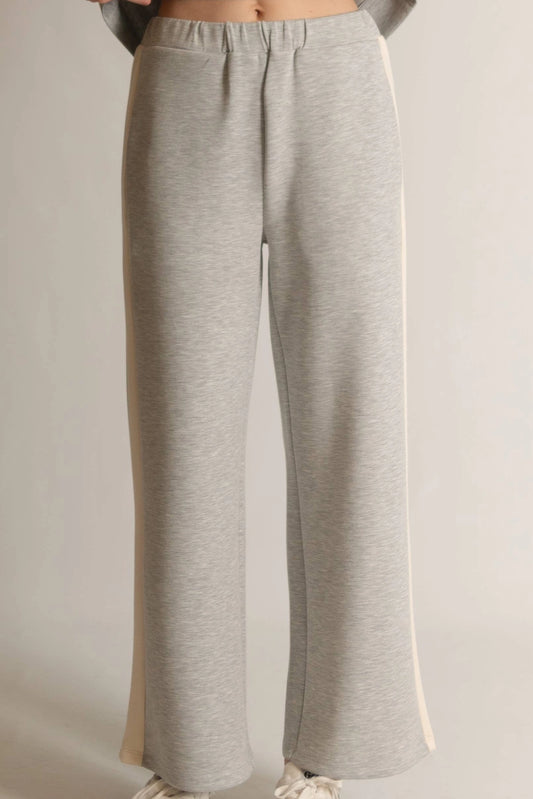 P. CILL Butter Modal Side Stripe Wide Leg Pants in H.Grey