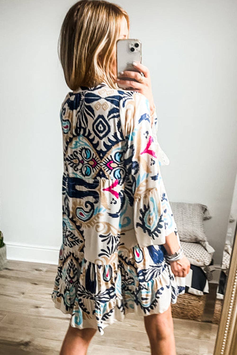 White Printed Mini Dress