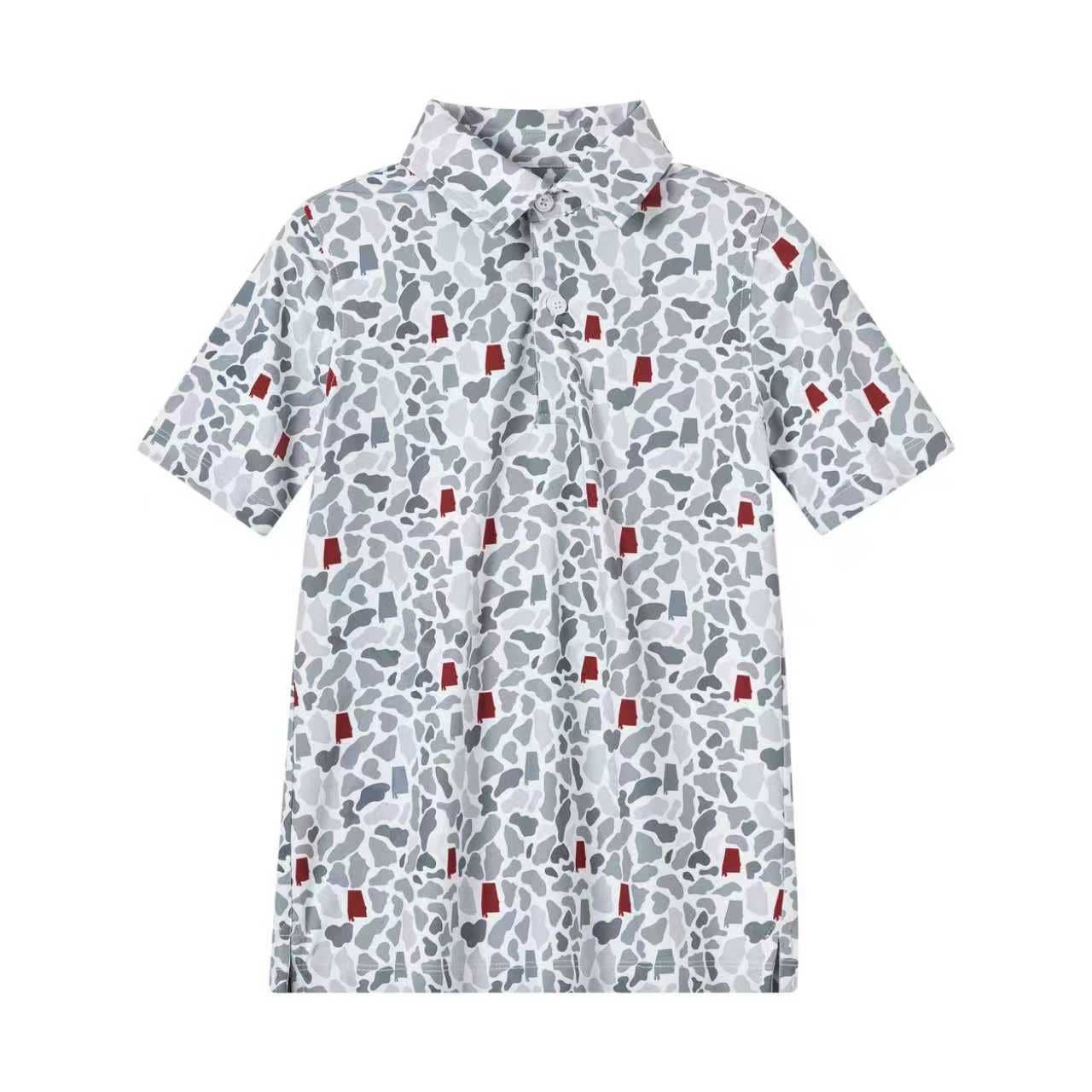 AL Camo Polo (Crimson/Gray)