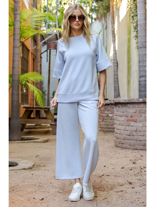 Poly Cropped Wide Pant