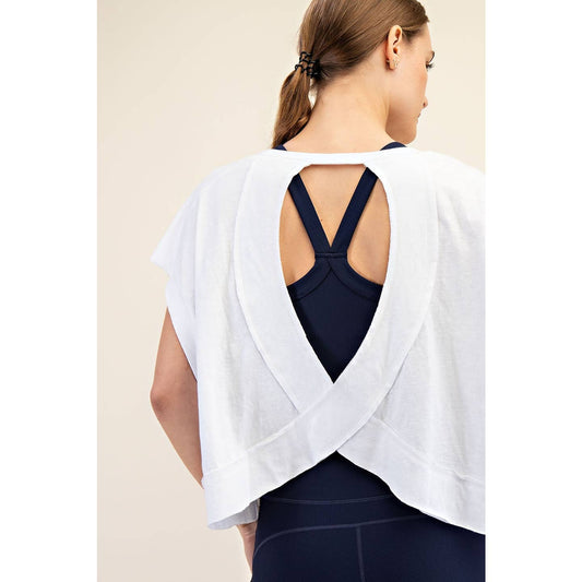Cotton Open Back Top in White