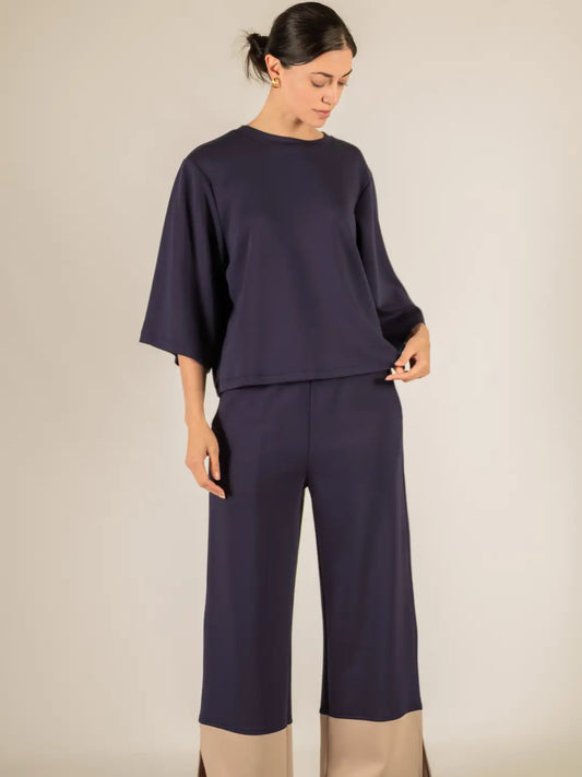 P. CILL Butter Modal Colorblock Wide Leg Pants