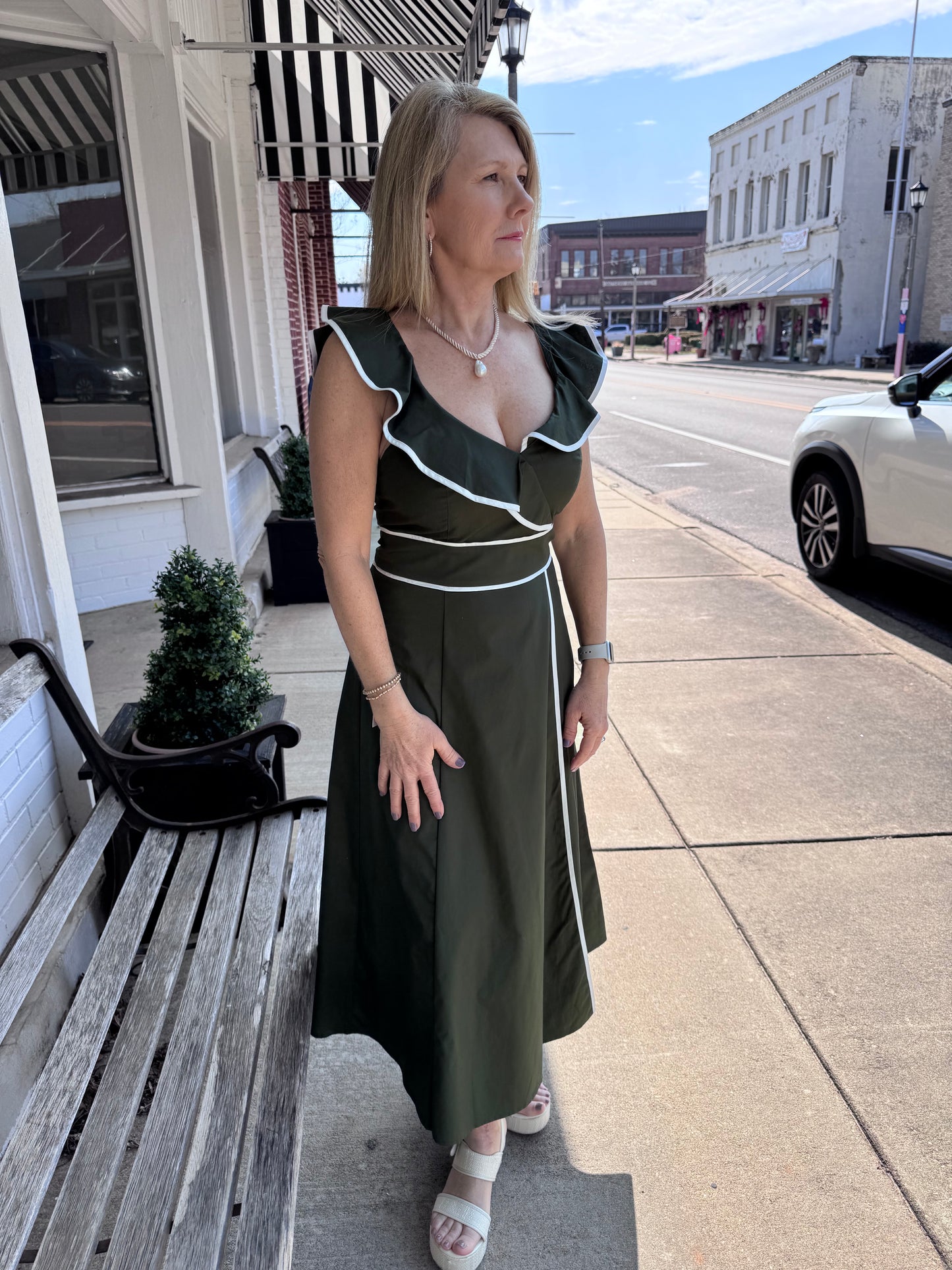 Emery Ruffle Neck Bodice Dress