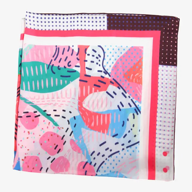 Abstract Polyester Lightweight Square Scarf