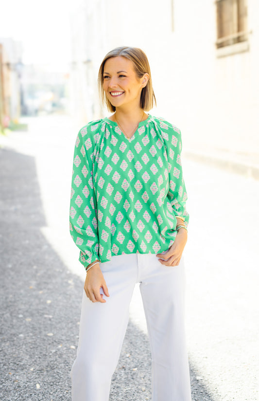 Mary Square: Scarlette Top | Early Riser Green