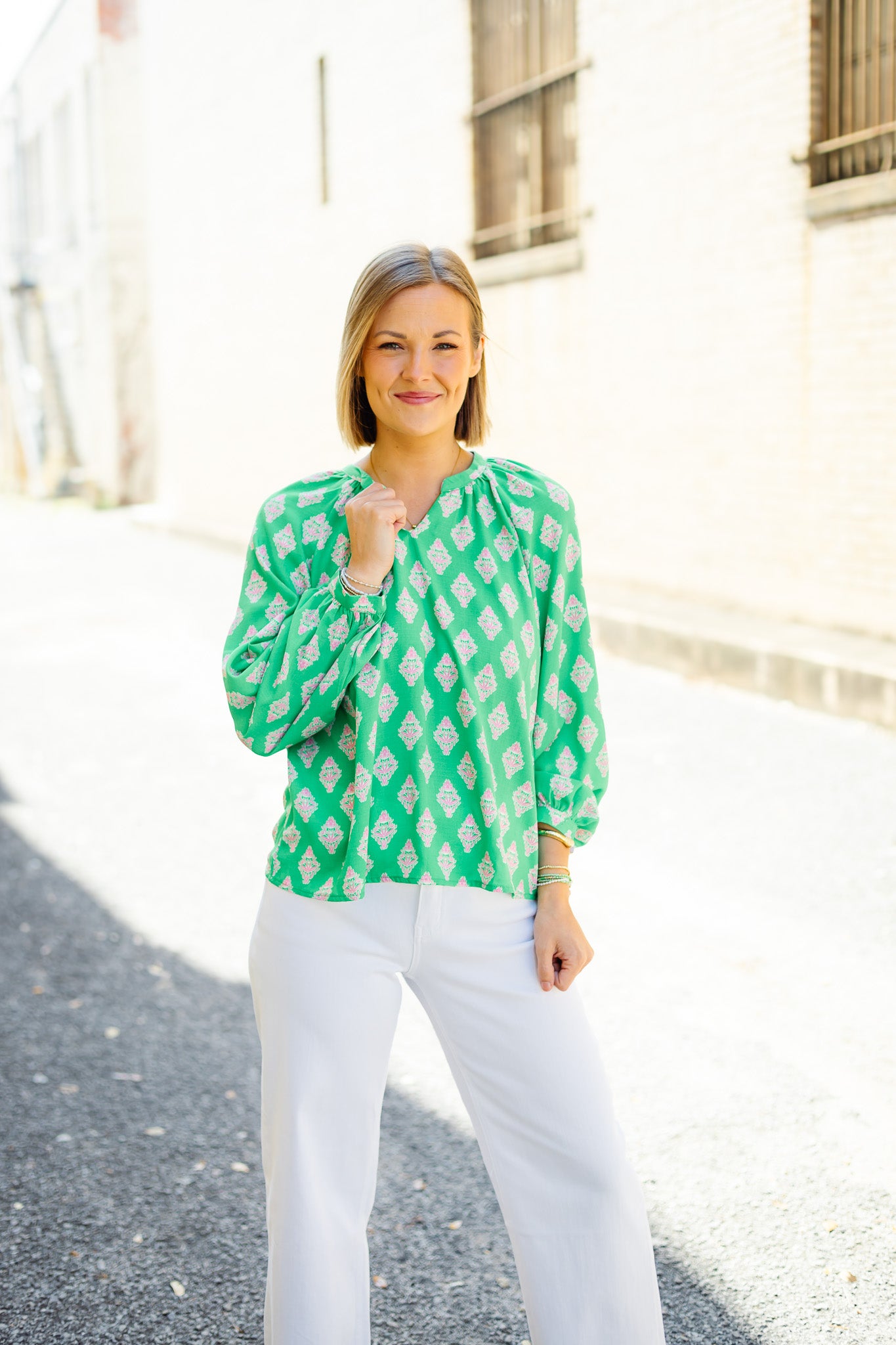 Mary Square: Scarlette Top | Early Riser Green