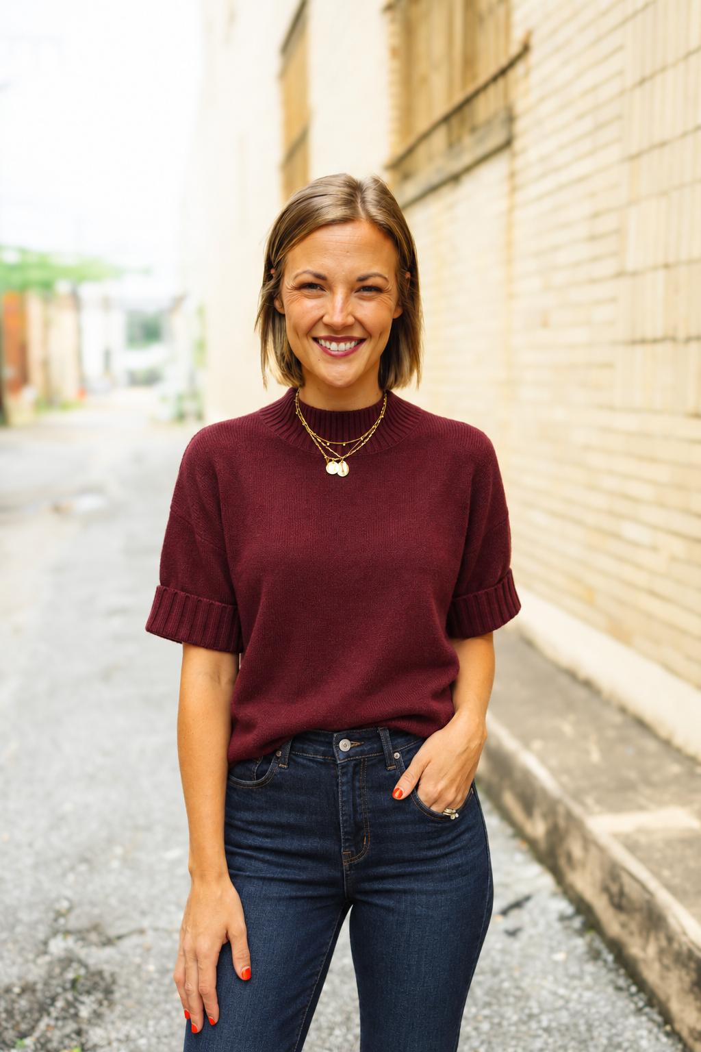 The Anker Sweater Top in Maroon