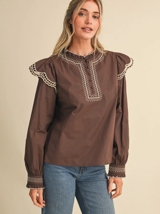 The Harvest Haze Top in Brown