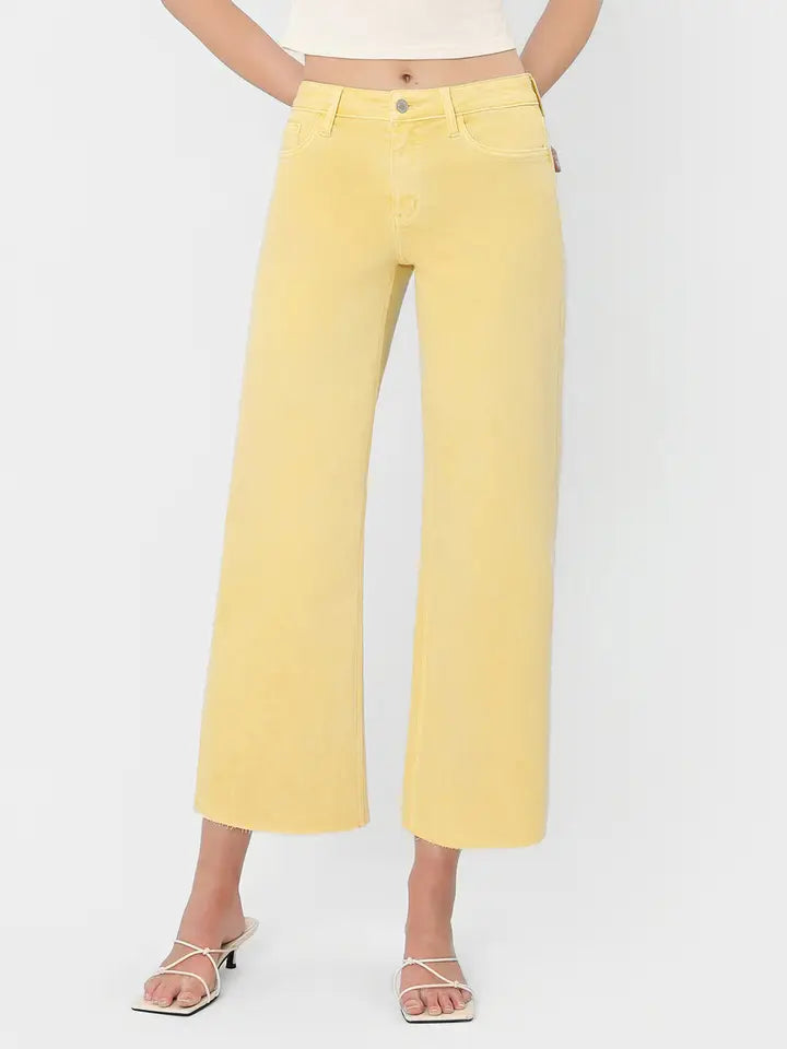 Vervet: Baby Yellow Crop Leg Jeans