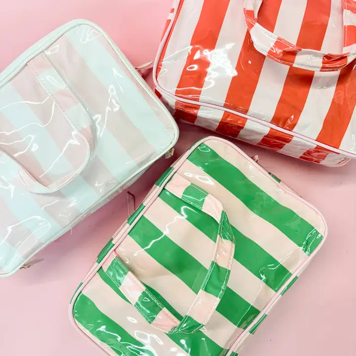 Gloss & Go - Colorful Stripe Wipeable Travel Cosmetic Case