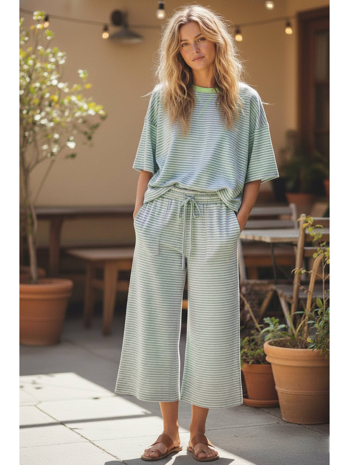 Misty Stripe Set in mint/lilac
