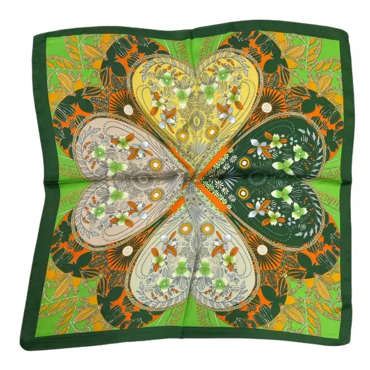 Green 27" Square Silky Satin Scarf Shawl